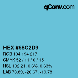 カラーコード: HEX #68C2D9 | qconv.com