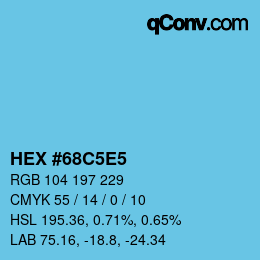 カラーコード: HEX #68C5E5 | qconv.com