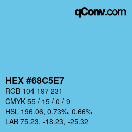 カラーコード: HEX #68C5E7 | qconv.com