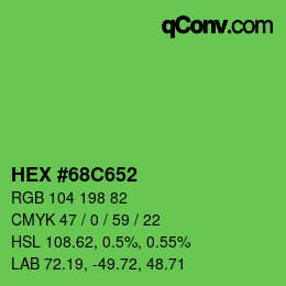 Color code: HEX #68C652 | qconv.com