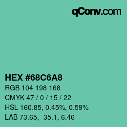 Código de color: HEX #68C6A8 | qconv.com