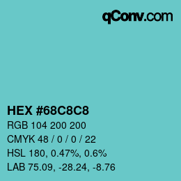 Color code: HEX #68C8C8 | qconv.com