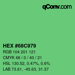 カラーコード: HEX #68C979 | qconv.com
