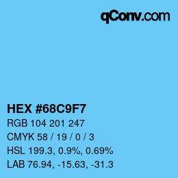 カラーコード: HEX #68C9F7 | qconv.com
