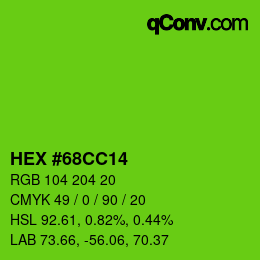 Color code: HEX #68CC14 | qconv.com