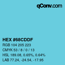 Color code: HEX #68CDDF | qconv.com