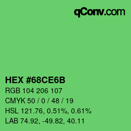 Código de color: HEX #68CE6B | qconv.com