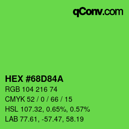 カラーコード: HEX #68D84A | qconv.com