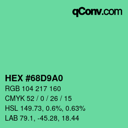 カラーコード: HEX #68D9A0 | qconv.com