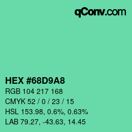 Color code: HEX #68D9A8 | qconv.com