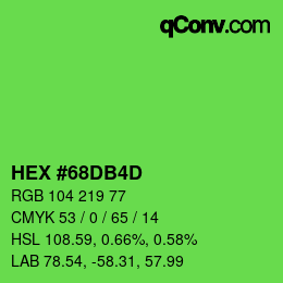 颜色代码: HEX #68DB4D | qconv.com