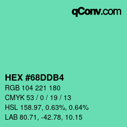 カラーコード: HEX #68DDB4 | qconv.com