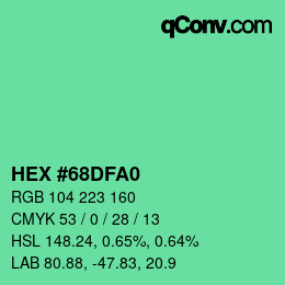 Color code: HEX #68DFA0 | qconv.com