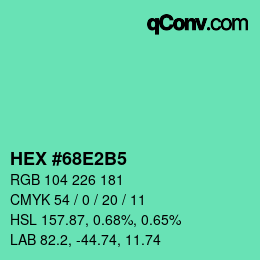 カラーコード: HEX #68E2B5 | qconv.com