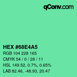 カラーコード: HEX #68E4A5 | qconv.com