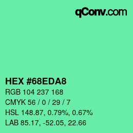 カラーコード: HEX #68EDA8 | qconv.com