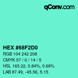 Color code: HEX #68F2D0 | qconv.com