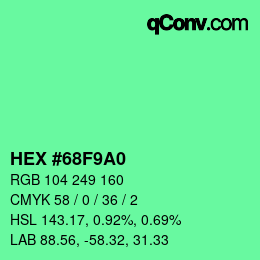 Color code: HEX #68F9A0 | qconv.com