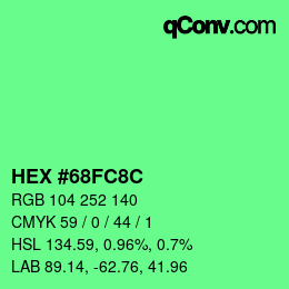 Color code: HEX #68FC8C | qconv.com
