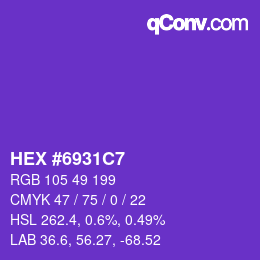 颜色代码: HEX #6931C7 | qconv.com