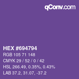 Color code: HEX #694794 | qconv.com