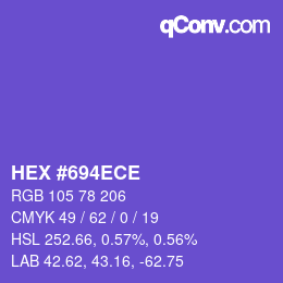 Code couleur: HEX #694ECE | qconv.com