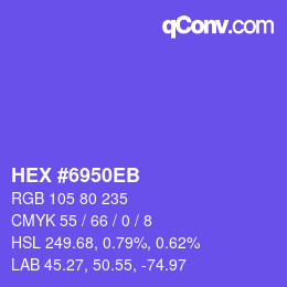Color code: HEX #6950EB | qconv.com