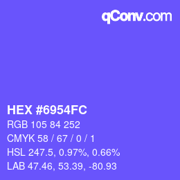 Color code: HEX #6954FC | qconv.com