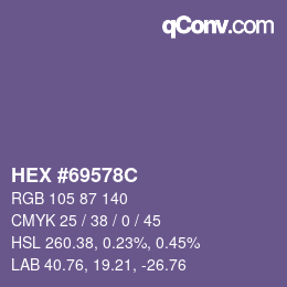 Color code: HEX #69578C | qconv.com