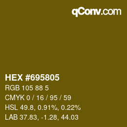 Color code: HEX #695805 | qconv.com