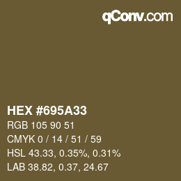 Código de color: HEX #695A33 | qconv.com