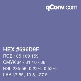 Color code: HEX #696D9F | qconv.com