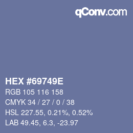 Color code: HEX #69749E | qconv.com