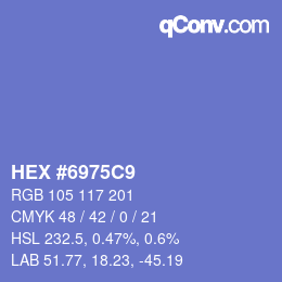 カラーコード: HEX #6975C9 | qconv.com