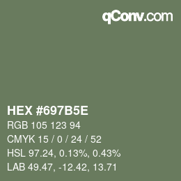 Code couleur: HEX #697B5E | qconv.com