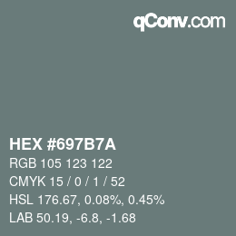 Color code: HEX #697B7A | qconv.com
