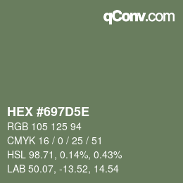 Color code: HEX #697D5E | qconv.com