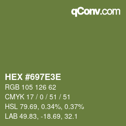 Color code: HEX #697E3E | qconv.com