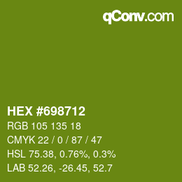 Color code: HEX #698712 | qconv.com