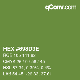 Color code: HEX #698D3E | qconv.com