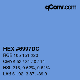 カラーコード: HEX #6997DC | qconv.com