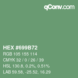Farbcode: HEX #699B72 | qconv.com
