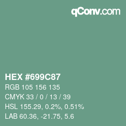 Farbcode: HEX #699C87 | qconv.com