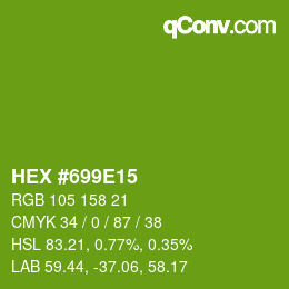 Color code: HEX #699E15 | qconv.com