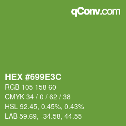 Color code: HEX #699E3C | qconv.com
