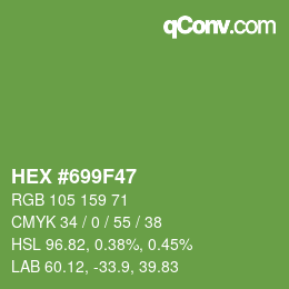 Color code: HEX #699F47 | qconv.com