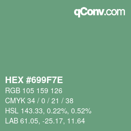 Color code: HEX #699F7E | qconv.com
