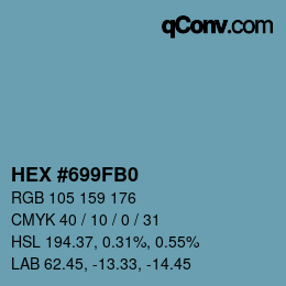 颜色代码: HEX #699FB0 | qconv.com