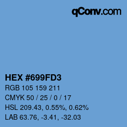 カラーコード: HEX #699FD3 | qconv.com
