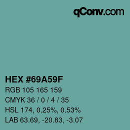 Color code: HEX #69A59F | qconv.com